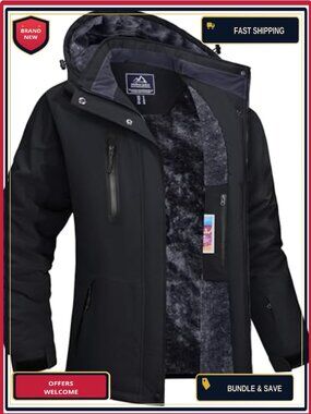 TACVASEN Waterproof Ski Jacket Fleece Lined Hooded Winter Coat